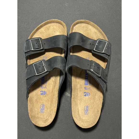 Birkenstock Leather Arizona Charcoal Back Regular EU 43 US 10 - 10.5 NWOB - Picture 2 of 8